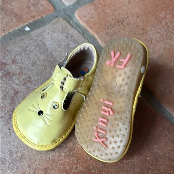 Yellow Baby Walker Shoes with Smiling Face Design - Picture 2 of 3